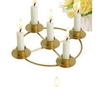 Metal Round Display Stand - Gold Candlestick Holders For Kitchen Living Room | Advent Wreath Ring Candle Stand Table Decor For Bedroom Farmhouse Restaurant Christmas Party Wedding
