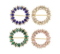 Metal Round T Shirt Clips Sparkling Rhinestone Scarf Buckle Fashionable Multi Layer Plating Polished Accessories for Women Girls 4PCS Premium Metal Material 6cm Size