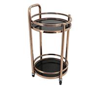 Metal Round Wine Cart with High Capacity Storage Shelves Kitchen Serving Trolley On Wheels Tea Cart Dining Bar Rack Service Cart