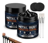 Metal Rust Protection Black Repair Paste with Brush and Sponge (2pcs) | 2-in-1 Restoration & Beautification Quick-Dry Weatherproof Easy to Use for Railings Fences Furniture Tools Pipes & Frames