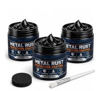 Metal Rust Protection Black Repair Paste with Brush and Sponge (3pcs) | 2-in-1 Restoration & Beautification Quick-Dry Weatherproof Easy to Use for Railings Fences Furniture Tools Pipes & Frames