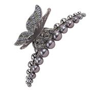 Metal Shark Hair Clips, Grey Pearl Large Barrette, 4.33x2.36x1.97 Inches, Strong Hold Hairpin, Elegant Headwear Styling Tool for Women and Girls with Thick, Long Hair (Multicolor)