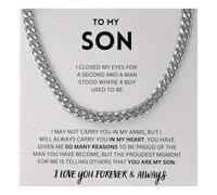 Metal Shines To My Son, You Made Me Proud - Cadena cubana - Regalo significativo para cumpleaños, graduación, Navidad u ocasiones especiales, Adjustable chain length: 18" - 22", Acero inoxidable, No