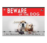 Metal sign Beware of the dog American Cocker