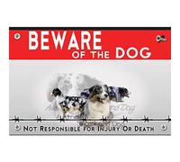Metal sign Beware of the dog Australian Shepherd