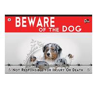 Metal sign Beware of the dog Australian Shepherd