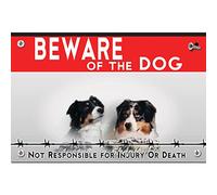 Metal sign Beware of the dog Australian Shepherd