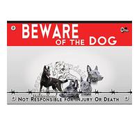 Metal sign Beware of the Dog Dutch Shepherd Dog