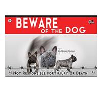 Metal sign Beware of the dog French Bulldog