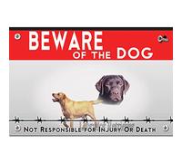 Metal sign Beware of the dog labrador retriever