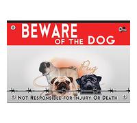 Metal sign Beware of the dog Pug