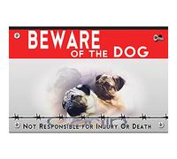 Metal sign Beware of the dog Pug