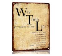 Metal Sign John 14 6 The Way the Truth the Life Salvation Promise Clean Layout Classic Tin Art for College Dorm Sunroom 8 X 12 inch