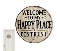 Metal Sign - Retro Funny Round Wall Decor, 20x20cm Vintage Tin Plate with Humorous Graphic, Welcome Plate, Decorative Novelty Art, Durable Aluminum Signage for Front Door Living Room Garden