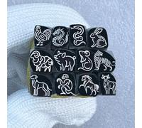 Metal stamping kit Juego de herramientas de estampado de metal con diseño de los doce signos del zodiaco, good para tallar colgantes, llaveros, cinturones y carteras.(5mm)