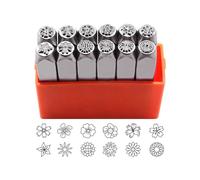 Metal stamping tool set, 3 mm and 6 mm, steel flower set, leather stamp for jewelry making, 12piece