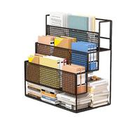 Metal Storage Trolley Book Archive Organizer Rack 4 Tier, al Lado del Escritorio Cartero en Las Ruedas para la Oficina del Aula de Estudio Negro 55 * 21 * 40cm