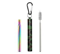 Metal Straws - Portable Retractable Drinking Kits, Folding Stainless Steel Tube with Sturdy Aluminum Case, Cleaning Brush Included Tools, Ideal for Workplace Travel Camping Outdoor Picnic