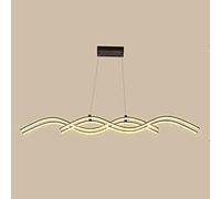 Metal Strip Pendant Lamp, Wave Shaped Hanging Light, 64W LED Chandelier, Linear Long Suspension Lamps, Minimalist Ceiling Drop Lights for Dining Room