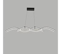 Metal Strip Pendant Lamp, Wave Shaped Hanging Light, 64W LED Chandelier, Linear Long Suspension Lamps, Minimalist Ceiling Drop Lights for Dining Room