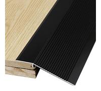 Metal Thresholds Reducer/Non-Slip Edging Trim Strips,4 Inch Wide Transition Strip 90 110 130 150 cm Long, for Doorways Laundry Room Entry(Black,Long 140cm/55.1in)