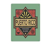 Metal Tin Sign Stamp or vintage emblem with text puerto rico discover the world Vector illustration-Retro Home Kitchen Office Garden Wall Decor Tin Plaque8x12 Inch(20cmx30cm)