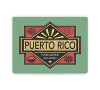 Metal Tin Sign Stamp or vintage emblem with text puerto rico discover the world Vector illustration-Retro Home Kitchen Office Garden Wall Decor Tin Plaque8x12 Inch(20cmx30cm)