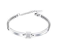 Metal,Titanium Steel Ladies Inlaid Zircon Steel Color Creative Box Geometric Chain Fashion Gift