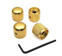 Metal tono guitarra de cúpula de tono de volumen Botones de control de velocidad con llaves Allen juego de tornillos para Fender Stratocaster Telecaster Les Paul Gibson guitarra eléctrica o bajo, Chrome Pack de 4 pcs, musicone