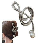 Metal Treble Clef Claw Clip | Hair With Pearl,Non Slip Hairpins, Fancy Musical Score Strong Hairpins For Women Girlsshape And Provides A Stylish Grip
