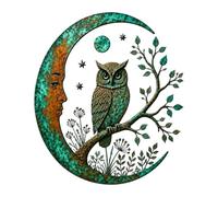 Metal Wall Art Indoor Crescent Owl Tree Cutout Rustic Handicraft Home Decor