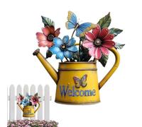 Metal Wall Art Outdoor Vintage - Watering Can Flower Butterfly Sign