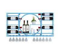Metal Wall Mounted Wine Rack, Floating Bottle Shelf for Kitchen Bar Decor, Modern Black Storage Organizer, 35.4x4.3x16.5in