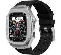 Metal Watch Case+Rubber Watch Band,For Series 8/7 45mm 6/5/4 SE 44mm DIY,Silicone Watch Strap Stainless Steel Case Modification Kit