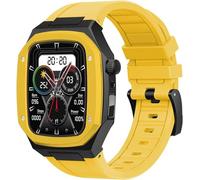 Metal Watch Case+Rubber Watch Band,For Series 8/7 45mm 6/5/4 SE 44mm DIY,Silicone Watch Strap Stainless Steel Case Modification Kit