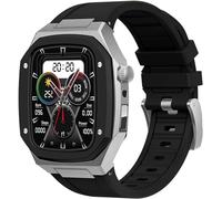 Metal Watch Case+Rubber Watch Band,For Series 8/7 45mm 6/5/4 SE 44mm DIY,Silicone Watch Strap Stainless Steel Case Modification Kit