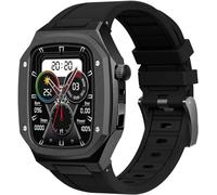 Metal Watch Case+Rubber Watch Band,For Series 8/7 45mm 6/5/4 SE 44mm DIY,Silicone Watch Strap Stainless Steel Case Modification Kit
