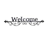 Metal Welcome Sign, Retro Wall-Mounted Letter Decor, Black Anti-Rust Decorative Art for Home, Cafe, Indoor & Outdoor Display, 19.68x4.33 Inches, Black