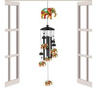 Metal Wind Chimes - Metal Painted Hangable Decor | | Black Aluminum Tube Loud Wind Chimes Dragonfly, Elephant 92cm | For Patio Balcony Zen Funeral Backyard Home Tree