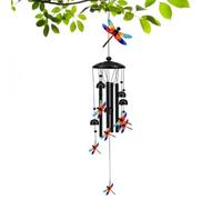 Metal Wind Chimes - Metal Painted Hangable Decor | | Black Aluminum Tube Loud Wind Chimes Dragonfly, Elephant 92cm | For Patio Balcony Zen Funeral Backyard Home Tree