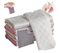 Metal Wire Dishwashing Multipurpose Non-Scratch Rags for Wet and Dry Wire No Odor Scrubbing Rag Double Layer Reusable Steel Wool Scrubber Cleaning Cloth Kitchen (Gray,5pcs)