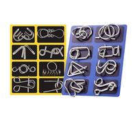 Metal Wire Puzzle Set - Compact Educational Toys Mind Test, Game 16 Pieces Intelligence, Brain Teaser Puzzles Home Office | Home Office School Travel Kids Teens Adults Party Favors