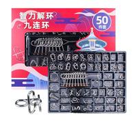 Metal Wire Puzzle Set | Entrenador de Inteligencia y Lógica | 50 Piezas Entrenamiento Inteligencia Puzzle Alambre Metal - Para Niños Adolescentes Adultos Oficina Escuela Hogar Viajes