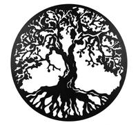 MetalArtWallDecor Árbol de la Vida Decoración de Pared Metal Negro 90 cm - Escultura de Pared Redonda de Acero 1,5 mm - Resistente a Intemperias - Decoración Salón, Dormitorio, Terraza, Interior y