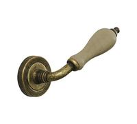 METALES LA ESTRELLA Juego de manillas de roseta P143Be Mod.Bisbal Bronce Antiguo Porcelana Craquele Beige