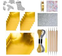 metálica para Manualidades - Juego de Arte con Relieve de Metal, Accesorios Brillantes de Oro y Plata para, Grabar y Decorar | Creaciones artísticas para niños y Adultos, Juego Completo