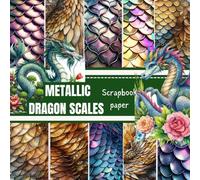 METALLIC DRAGON SCALES SCRAPBOOK PAPER: This is a Double sided craft paper, used in DIY junk journals, Decoupage, Ephemera, Origami, Collage, mixed media art