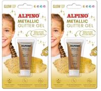 Metallic Glitter Gel Alpino Fiesta color dorado| Gel purpurina metalizado con base de color dorado | Purpurina líquida (Paquete de 2)