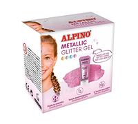 Metallic Glitter Gel Alpino Fiesta rosa formato unicolor 6 unidades | Gel purpurina metalizado con base de color rosa| Purpurina líquida | Maquillaje líquido facial para fiestas