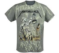 Metallica ... and Justice For All - Neon Backdrop Hombre Camiseta Gris Marengo 100% algodón Regular